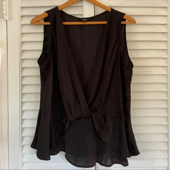 {Alfani} Black Silky Flowy Tank Top - Large - Picture 2 of 5